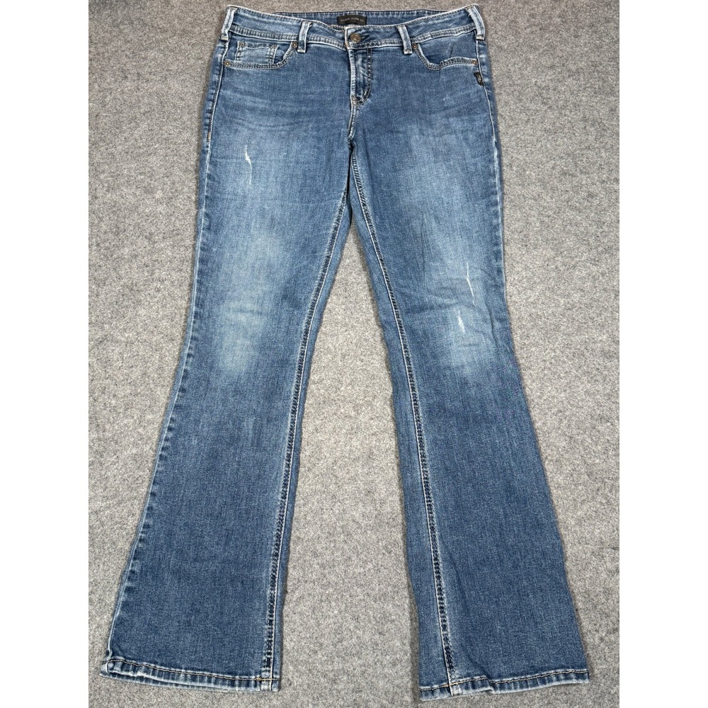 Silver Jeans Co Elyse Slim Boot Blue Denim Mid Rise Jeans 31x33 (Act 35x31)